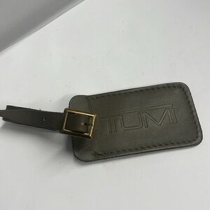 Tumi Olive Green Leather Buckle Luggage Tag